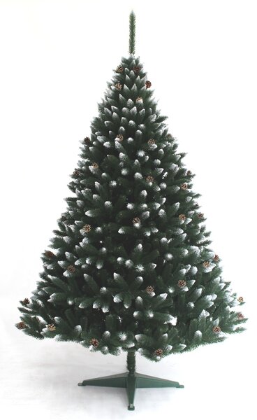 JAKS Vianočný stromček smrek zasnežený so šiškami zelený 150 cm