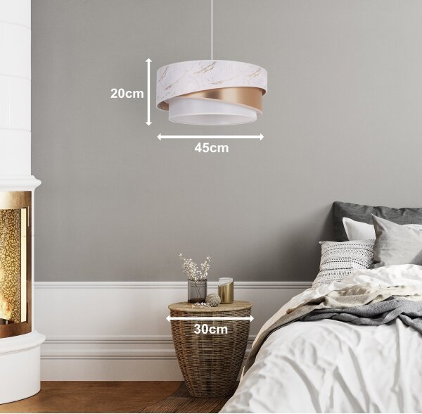 Duolla - Luster na lanku KOBO 1xE27/15W/230V pr. 45 cm biela/rosegold