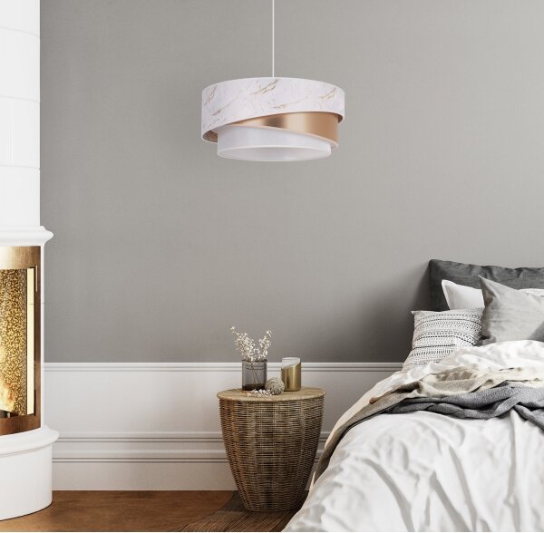 Duolla - Luster na lanku KOBO 1xE27/15W/230V pr. 45 cm biela/rosegold