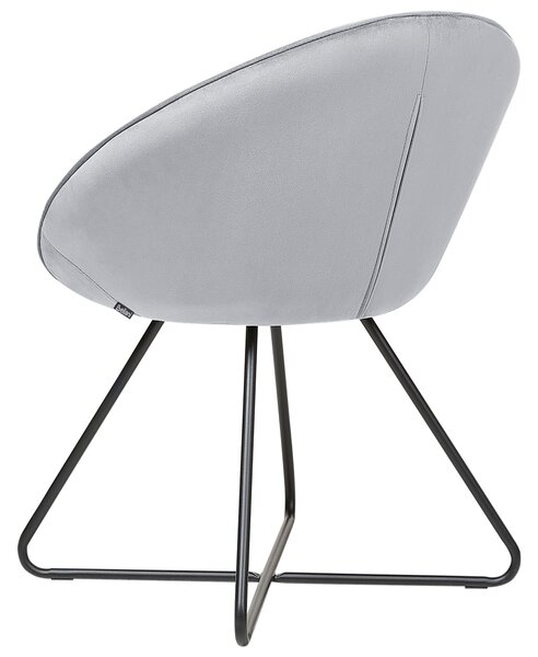 Dizajnové kreslo svetlosivé zamatové čalúnenie okrúhle sedadlo retro minimalistický dizajn