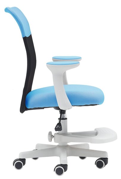Detská stolička Neoseat MONKEY WHITE s podnožou — látka, biela / svetlo modrá
