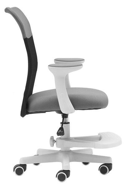 Detská stolička Neoseat MONKEY WHITE s podnožou — látka, biela / svetlo sivá