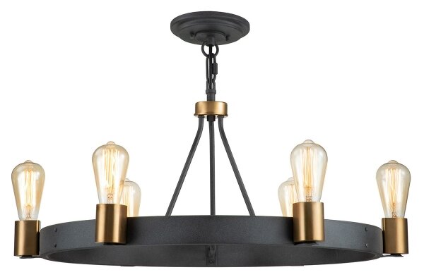 Quintiesse QN-SILAS-6P-DZ - Luster na tyči SILAS 6xE27/60W/230V čierna/zlatá