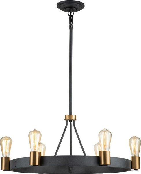 Quintiesse QN-SILAS-6P-DZ - Luster na tyči SILAS 6xE27/60W/230V čierna/zlatá