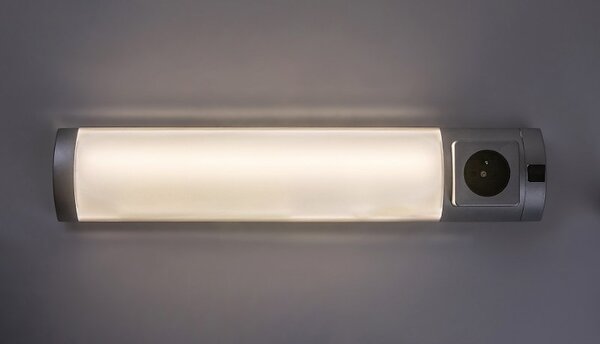 RABALUX 78038 Soft 2E svietidlo pod kuchynskú linku so zásuvkou š450mm LED 5W/260lm 4000K strieborná, biela