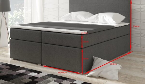 Zltahala.sk Posteľ Boxspring Boleria 200x180, šedá (látka bb 03)