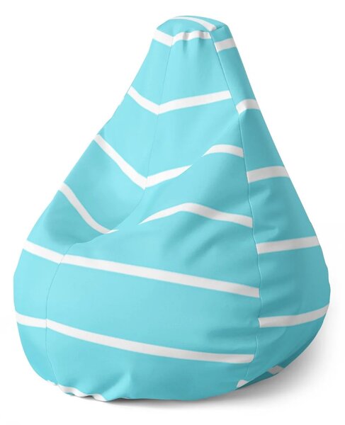 Sablio Sedací vak Pear Biele pruhy na modrej - 70 x 95 x 15 cm