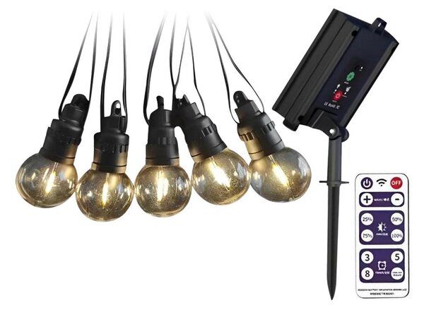 LED Solárna reťaz 10xLED/0,5/4,5V 12 m 3000K IP44 + DO
