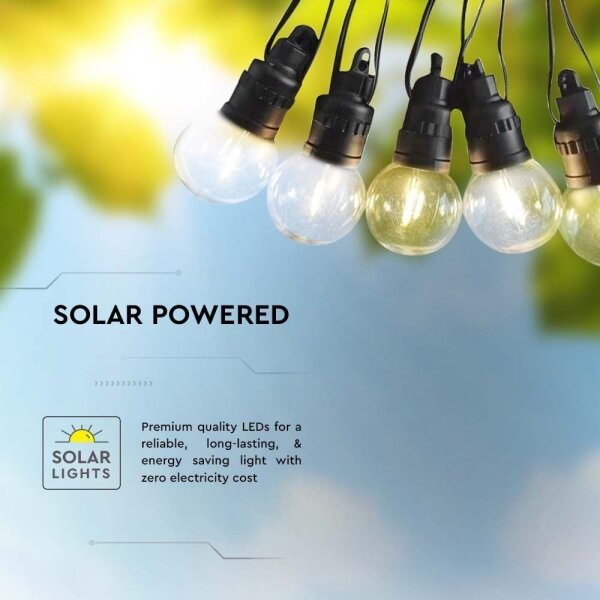 LED Solárna reťaz 10xLED/0,5/4,5V 12 m 3000K IP44 + DO
