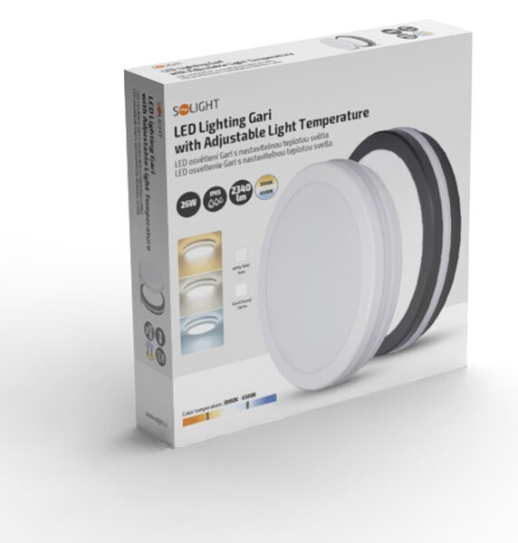 SOLIGHT GARI LED stropné osvetlenie biele 26W 2340lm 3CCT IP65 30cm