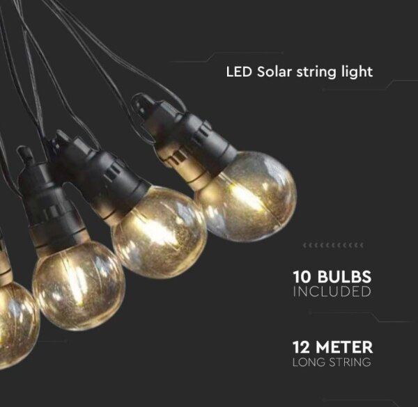 LED Solárna reťaz 10xLED/0,5/4,5V 12 m 3000K IP44 + DO