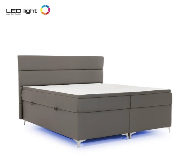 Zltahala.sk Posteľ Boxspring Amadeus + LED 200x180, béžová (látka - bao 14)