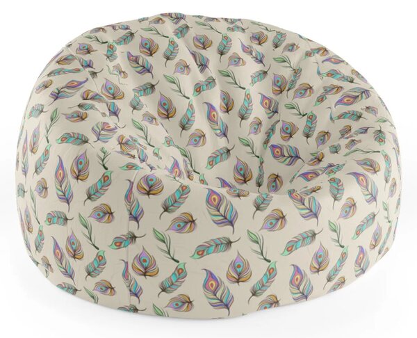 Sablio Sedací vak Cocoon Pávie pierka - 75 x 45 x 35 cm