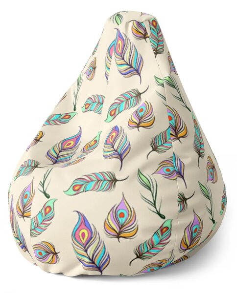Sablio Sedací vak Pear Pávie pierka - 70 x 95 x 15 cm