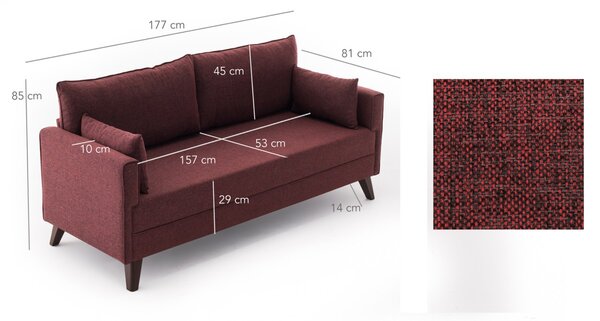 Hanah Home 2-miestna pohovka Bella 177 cm bordó