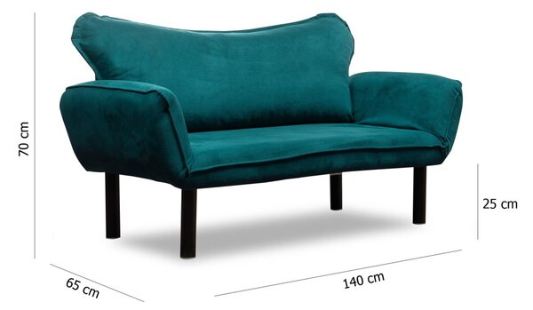 Hanah Home 2-miestna pohovka Chatto 140 cm petrolejová