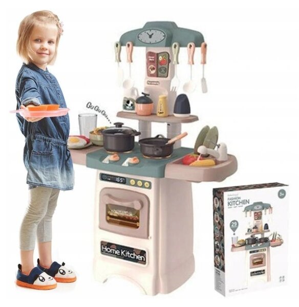 Supplies TOYS plastová detská kuchynka na hranie s 29 PRÍSLUŠENSTVO Ružová