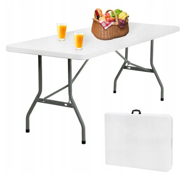 SUPPLIES HOME 180 cm rozkladací plastový stôl, cateringový - biela farba