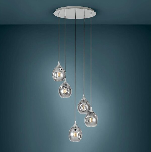 Eglo 39682 - Luster na lankách BREGALLA 5xE27/40W/230V čierna/dymová