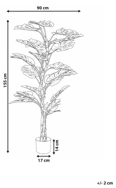 Umelá rastlina monstera zelená a čierna syntetický materiál 165 cm dekoratívne doplnky
