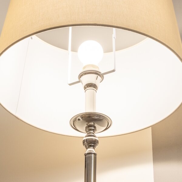 Brilagi - Stojacia LED lampa CERIA 1xE27/60W/230V pr. 45 cm lesklý chróm/béžová