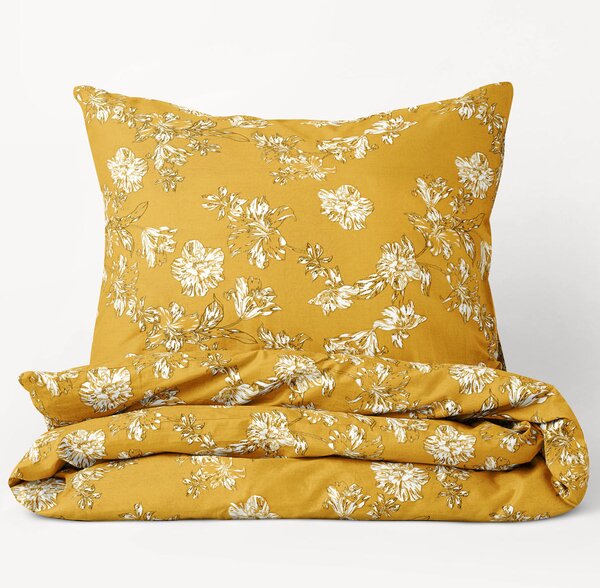 Goldea flanelové posteľné obliečky - ľalie na horčicovom 140 x 220 a 70 x 90 cm