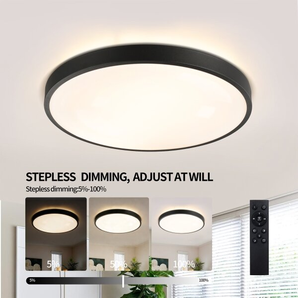 Brilagi - stmievateľné LED svietidlo GLASS POOL DOUBLE LED/60W/230V 50 cm čierne + diaľkové ovládanie