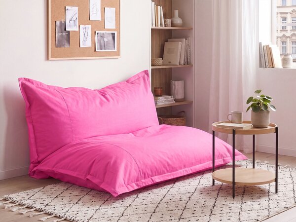 Extra veľký sedací vak ružový nylonový 180 x 230 cm vodoodolný poťah so zipsom polystyrénová výplň