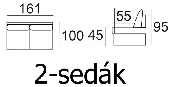 Zltahala.sk Kožená pohovka 2 DUBAJ LUX, čierna (k-70)
