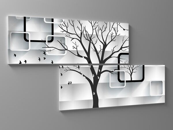 Liox Čiernobiely abstraktný obraz strom Rozmer: 180 x 90 cm