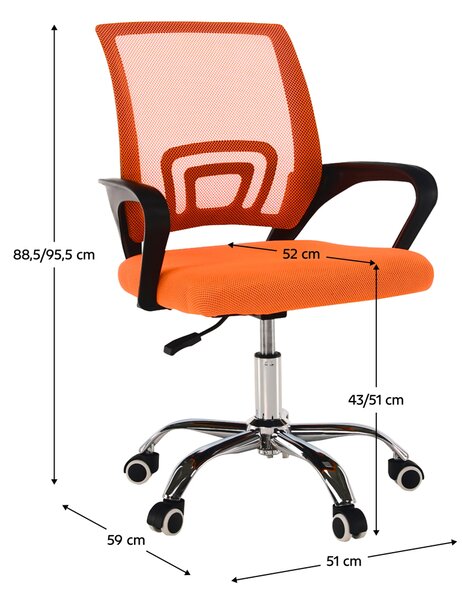 Kancelárska stolička s podrúčkami Dex 2 New - oranžová / čierna / chróm