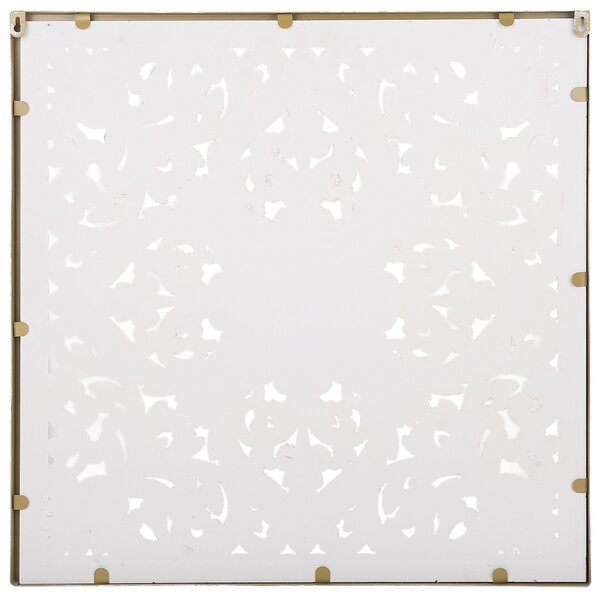 Nástenná dekorácia svetlé drevo biela MDF 60 x 60 cm štvorcový tvar ornamenty moderný štýl dekorácie doplnky