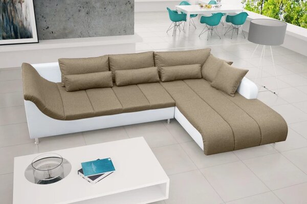 Zltahala.sk LOFT rohová sedacia súprava, pravá, biela/béžová (soft 17/inari 23)