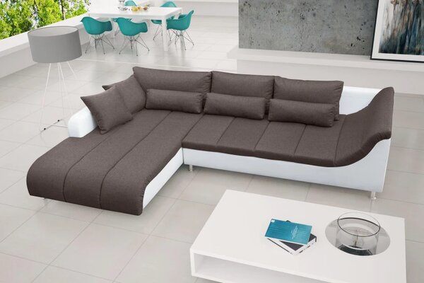 Zltahala.sk LOFT rohová sedacia súprava, Ľavá, biela/hnedá (soft 17/inari 27)