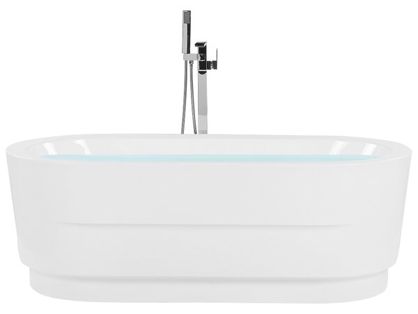 Voľne stojaca vaňa biela sanitárny akrylát 170 x 80 cm oválna pre jednu osobu moderný miminalistický dizajn