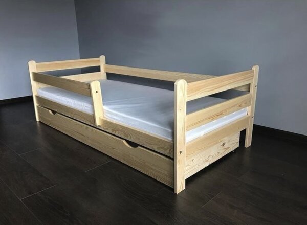Detská posteľ 200x90 so zábranou + box Gres - borovica