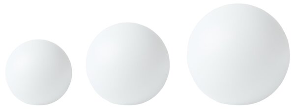 Sada 3 vonkajších solárnych guľatých LED svietidiel biela syntetický materiál 30 cm IP67 vodoodolné s diaľkovým ovládaním záhradné osvetlenie