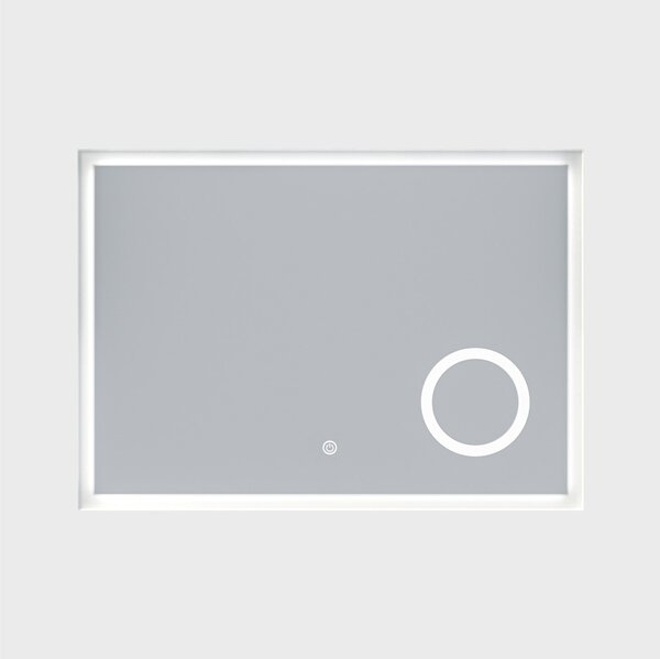 Erga Luna, LED zrkadlo 70x50cm s kozmetickým zrkadlom 3x zväčšenie, 1840 lm, 6500K, predné/zadné osvetlenie, ERG-V01-124-7050-00