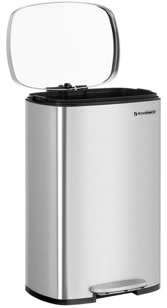 Odpadkový kôš s pomalým zatváraním TIDY, 50l, strieborná SongmicsHome