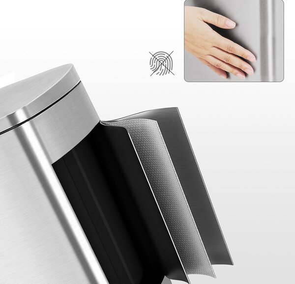 Odpadkový kôš s pomalým zatváraním TIDY, 50l, strieborná SongmicsHome