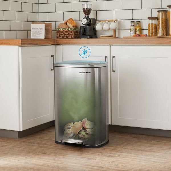 Odpadkový kôš s pomalým zatváraním TIDY, 50l, strieborná SongmicsHome