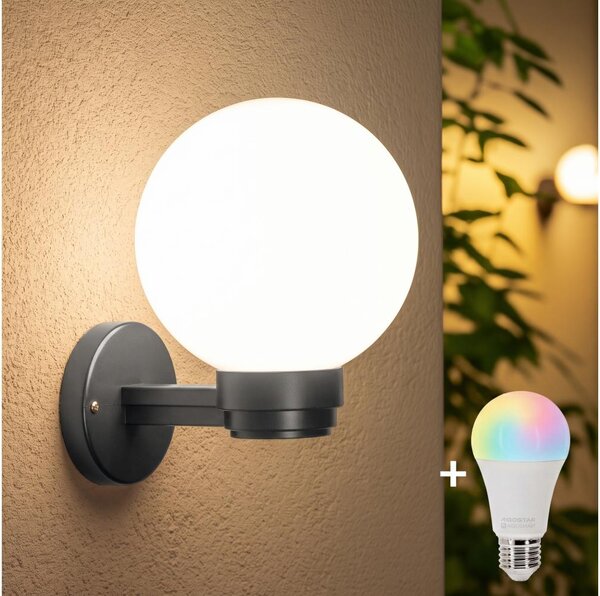 BRILAGI -LED RGBW Vonkajšie nástenné svietidlo HARBOR 1xE27/12W/230V IP33 antracit/biela