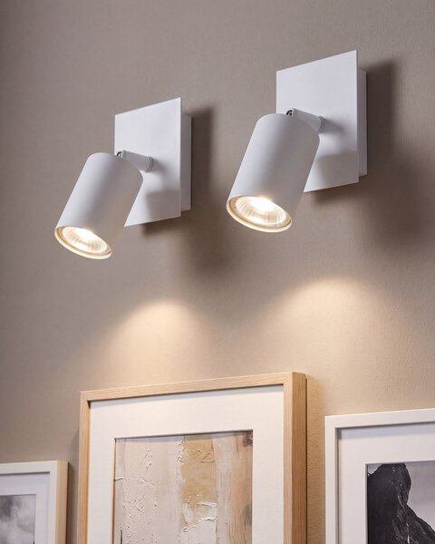 Sada 2 kovových nástenných svietidiel biela 12 cm nastaviteľné tienidlá nástenná lampa glamour industriálny dizajn