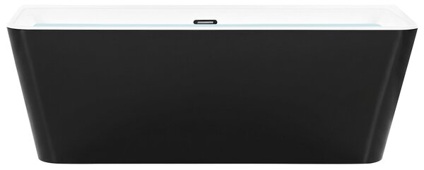 Vaňa čierna sanitárny akrylát 170 x 80 cm oválna pre jednu osobu minimalistický dizajn