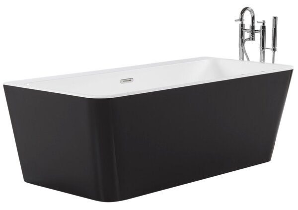 Vaňa čierna sanitárny akrylát 170 x 80 cm oválna pre jednu osobu minimalistický dizajn