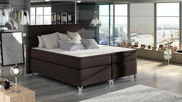 Zltahala.sk Posteľ Boxspring Amadeus 200x180, tm. hnedá (koženka - bao 12)