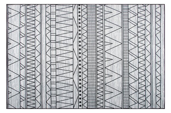 Koberec čierno-sivý polyesterový 140 x 200 cm s krátkym vlasom obdĺžnikový s geometrickým vzorom