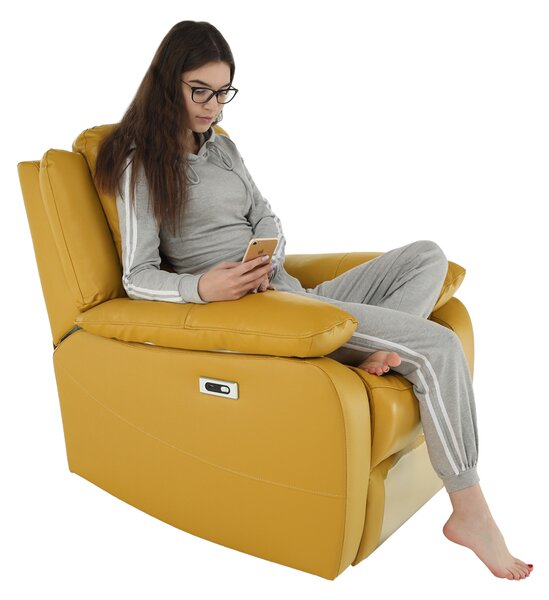 Relaxačné kreslo s elektrickým polohovaním Vivan - žltá / čierna