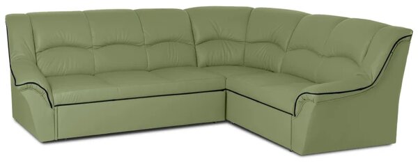 Zltahala.sk Kožená rohová sedacia súprava DUBAJ LUX XL II, pravá, pistáciová (K-57)_čierna (K-70)