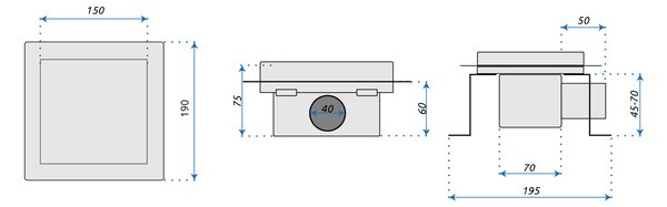 Rea Line, nerezový odtokový žľab 150x150 mm, oceľová, REA-G6205